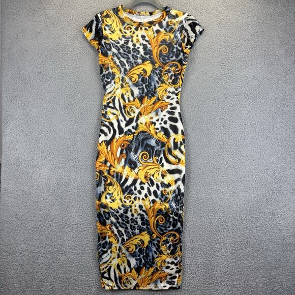 A3 Design Dresses & Skirts - Mesh Sheer Maxi Dress Small Whimsigoth Artsy Sexy Bodycon Animal Graphic Stretch